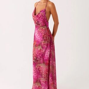 Peppermayo Vibrant Pink Leopard Backless Dress